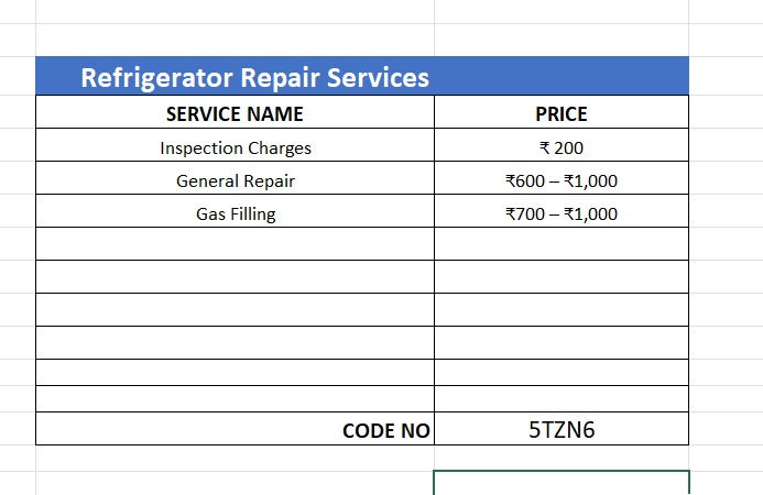 Rate list