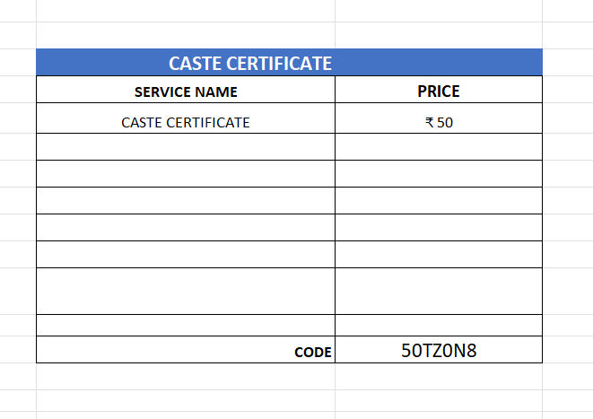 Rate list