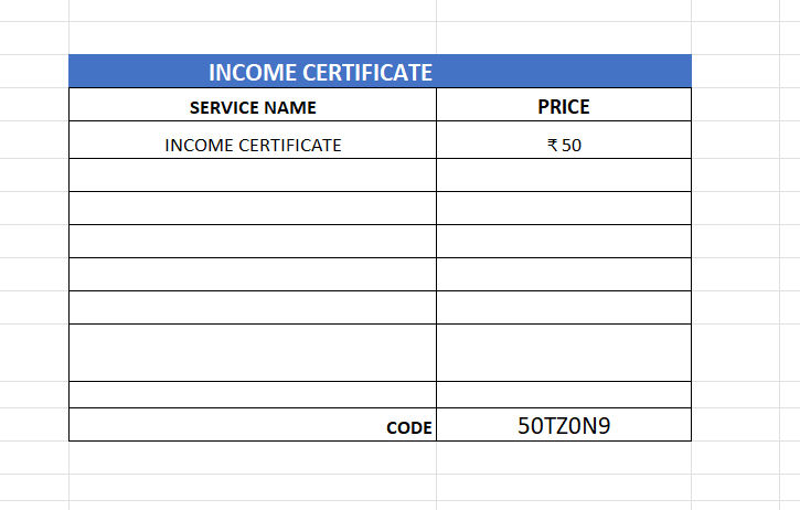 Rate list