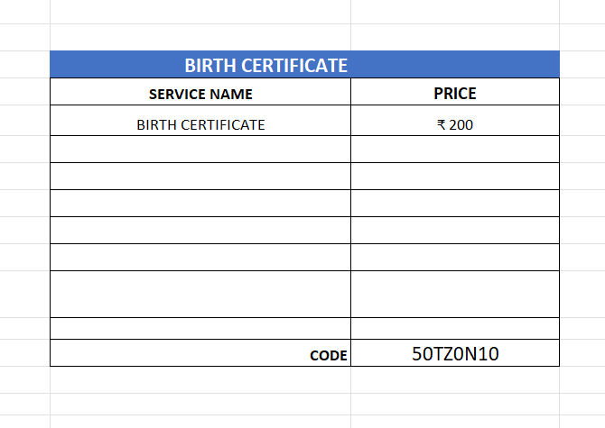 Rate list