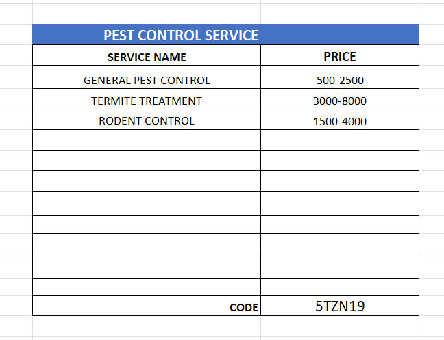 Rate list