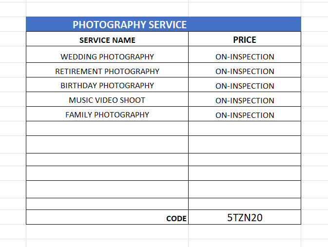 Rate list